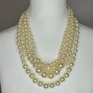 J. Crew Vintage Signed Five Multi-strand Cream Faux Pearl Necklace